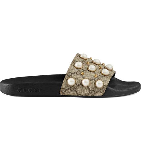 gucci pearl slide|gucci slides nordstrom.